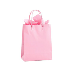 Pink paper bag without print. Ideal for branding and promotional advertising. Gift bags. Black Friday and Christmas sales concept, promotions and discounts in shops and internet sites. Space for text.