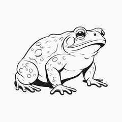 Detailed black and white frog illustration