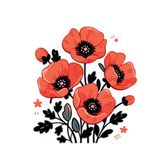 Vibrant poppy flower illustration