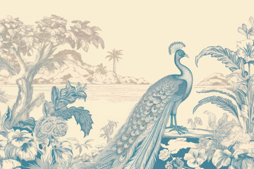 Elegant vintage peacock illustration
