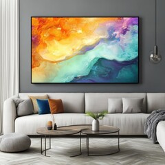 Abstract Painting in a Modern Living Room