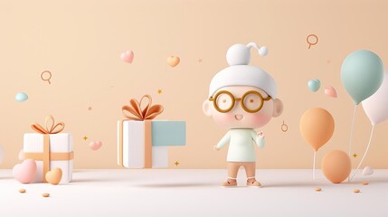 3D cartoon character presenting a gift card to a favorite bookstore or coffee shop as a token of appreciation for a teacher, versatile and practical