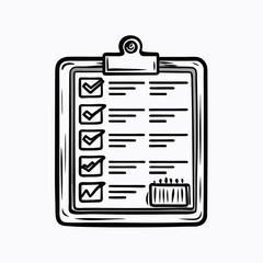 Hand-drawn style checklist clipboard with check marks and lines for notes
