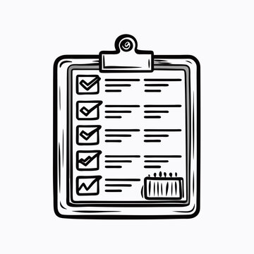 recommend clip art: Hand-drawn style checklist clipboard with check marks and lines for notes