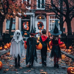 Children in Halloween costumes