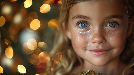 Fototapeta premium Little Girl Holding a Gift with a Happy Expression