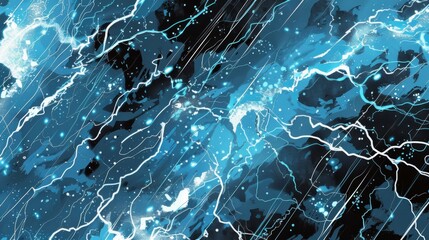 Dramatic Electric Storm with Powerful Lightning Strikes in Moody Abstract Background