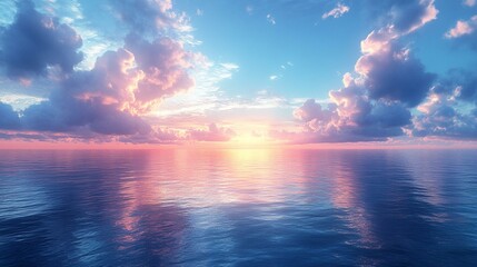 the Perfect sky meeting the ocean, with serene and harmonious colors blending at the horizon.