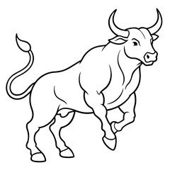 Bull charging with muscular form and large horn vector