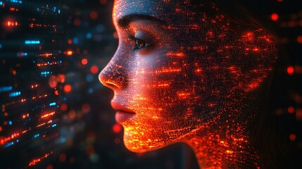 a Artificial intelligence and machine learning concept with futuristic technology and data visualizations.