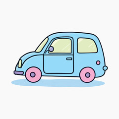 Cute pastel blue cartoon car