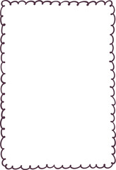 Empty whimsical wavy rectangular frame. Black simple hand-drawn border. Design for greeting card, wedding invitation, poster. Vector illustration