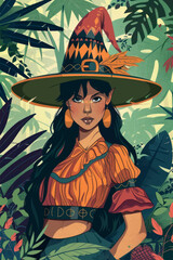 Enchanting forest witch illustration