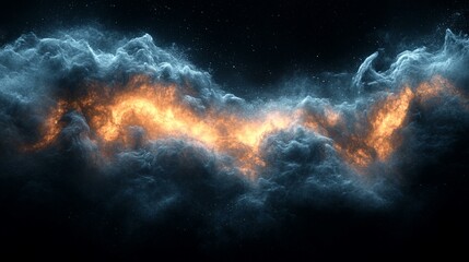 Fototapeta premium a Panoramic view of swirling abstract fog or smoke on a dark background, with an atmospheric and mysterious vibe.