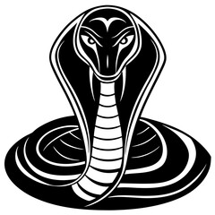 Fototapeta premium Cobra with an expanded hood, coiled body, and a hypnotic gaze vector