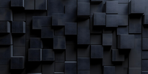 abstract geometric background from black cubes. minimalistic design. cubes at different levels. matte texture
