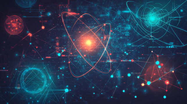 Mathematics and physics study. 2d illustration. Set of mathematical algorithms on constant background. 