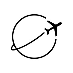 travel around the world, plane over the globe - vector icon © KR Studio