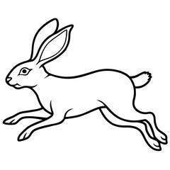 Hare mid-leap, with long ears and legs extended in a fast motion vector