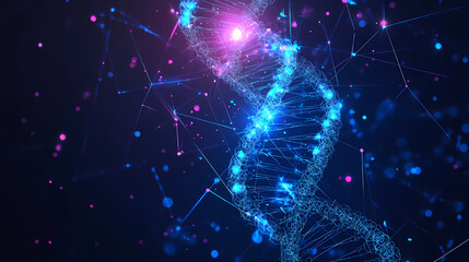 Dna with an abstract touch and with a technological background. generate ai image. Cloning Lab. Illustration