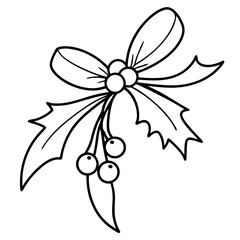 Festive Mistletoe with Ribbon Vector Art