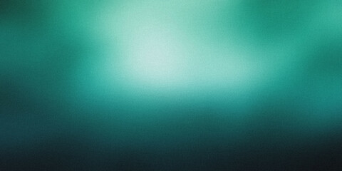 Obraz premium Blurred gradient from emerald green to deep teal, transitioning seamlessly into a dark gray background, noise texture effect