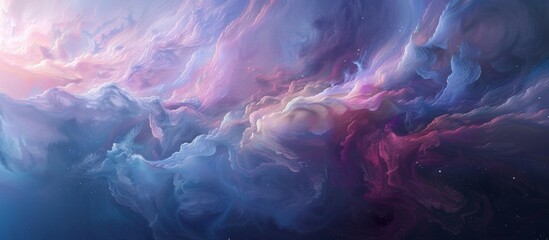 Fototapeta premium Ethereal Cosmic Dreamscape Vibrant Swirling Clouds and Celestial Landscape