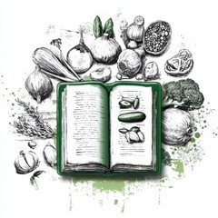a book with vegetables and herbs on it