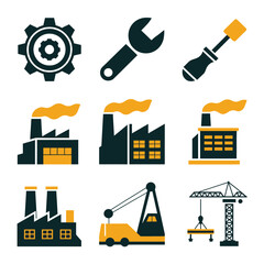 vector icons representing home fix and factory maintenance, gas and electricity maintenance