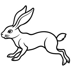Hare mid-leap, with long ears and legs extended in a fast motion vector