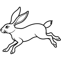 Hare mid-leap, with long ears and legs extended in a fast motion vector