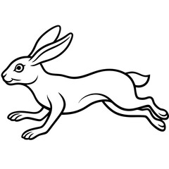 Hare mid-leap, with long ears and legs extended in a fast motion vector