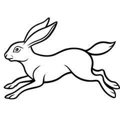 Hare mid-leap, with long ears and legs extended in a fast motion vector