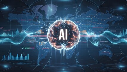 Fototapeta premium AI and Global Business Design Concept, generative AI