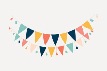 Obraz premium Colorful festive triangular bunting