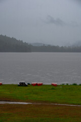 Fototapeta premium Beautiful and wild fishing lake in the province of Quebec, Canada