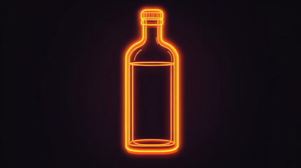 A simple bottle icon, designed in a flat style. It's bright orange, glowing like neon, against a black background.