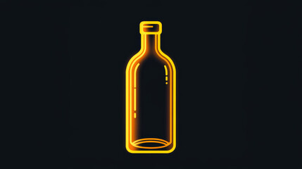 A simple bottle icon, designed in a flat style. It's bright orange, glowing like neon, against a black background.