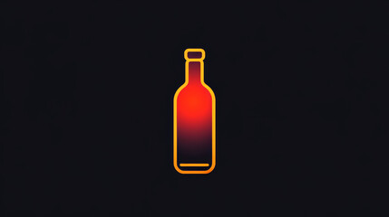 A simple bottle icon, designed in a flat style. It's bright orange, glowing like neon, against a black background.
