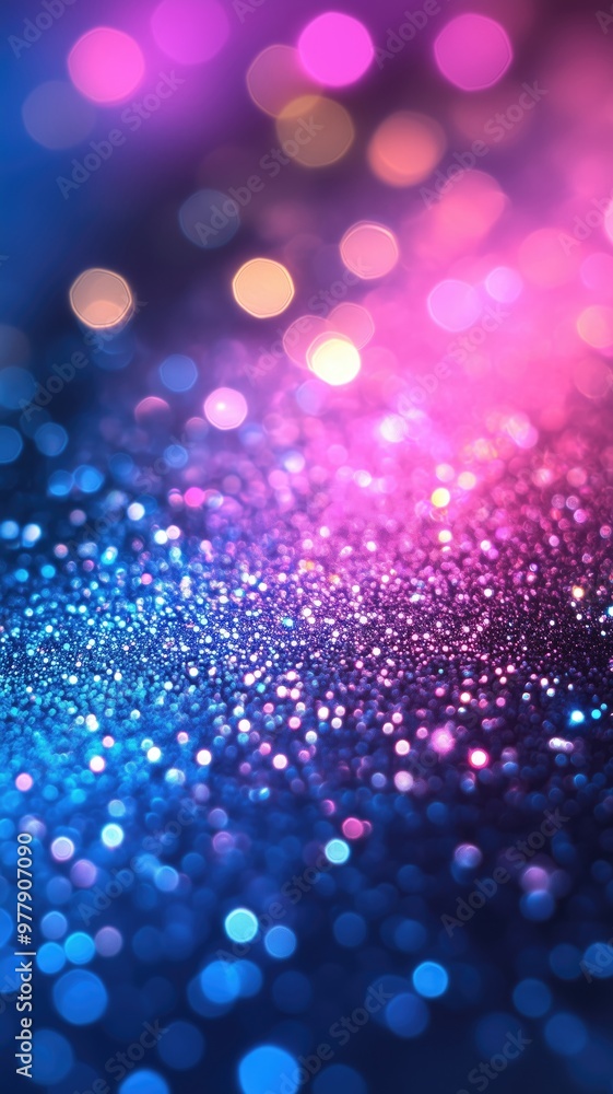 Aufkleber colorful bokeh lights abstract background with macroscopic glittery particles. harmonious blend of b