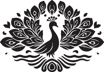 Obraz premium A Simple Peacock Luxury Vector Silhouette vector style with white background.