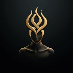 a woman with a golden headpiece on her face