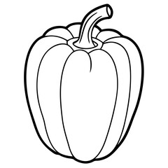 A white colored drawing of a pepper. The pepper is cut in half and has a stem sticking out of it