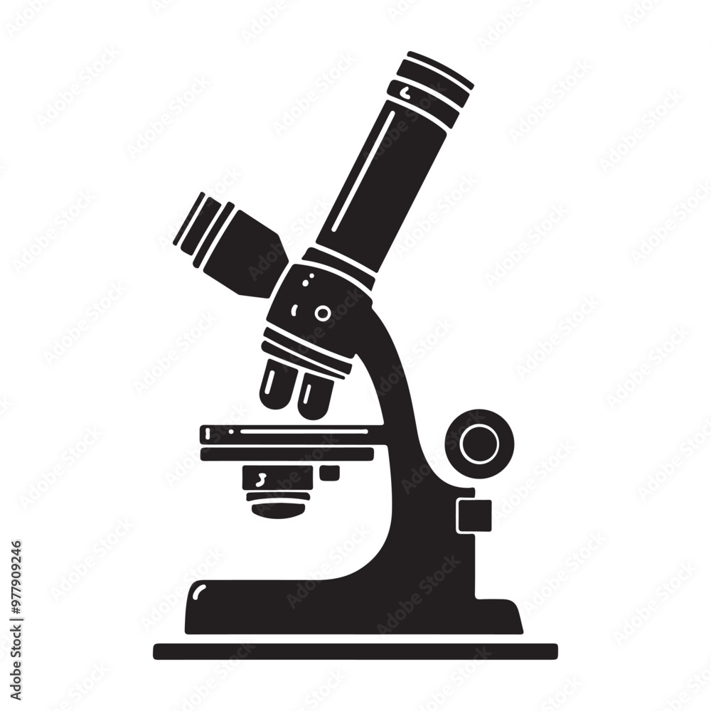 Wall mural microscope icon vector design, simple microscope flat icon on isolated white background