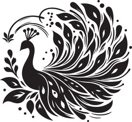 A Simple Peacock 
Luxury Vector Silhouette vector style with white background.
