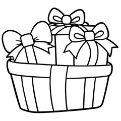Gift Basket with Bows & Ribbons – Vector Art