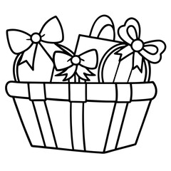 Gift Basket with Bows & Ribbons – Vector Art
