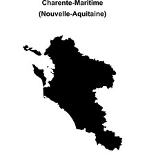 Charente-Maritime department blank outline map