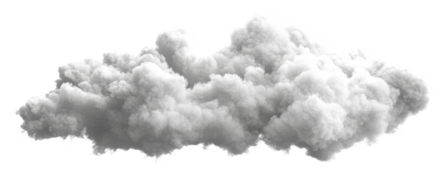 Fluffy gray cloud floating across isolated on transparent background