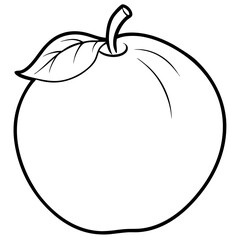 A large quince with a leaf on top. The quince is the main focus of the image. The leaf on top of the quince adds a touch of nature and freshness to the scene. The image is simple and clean